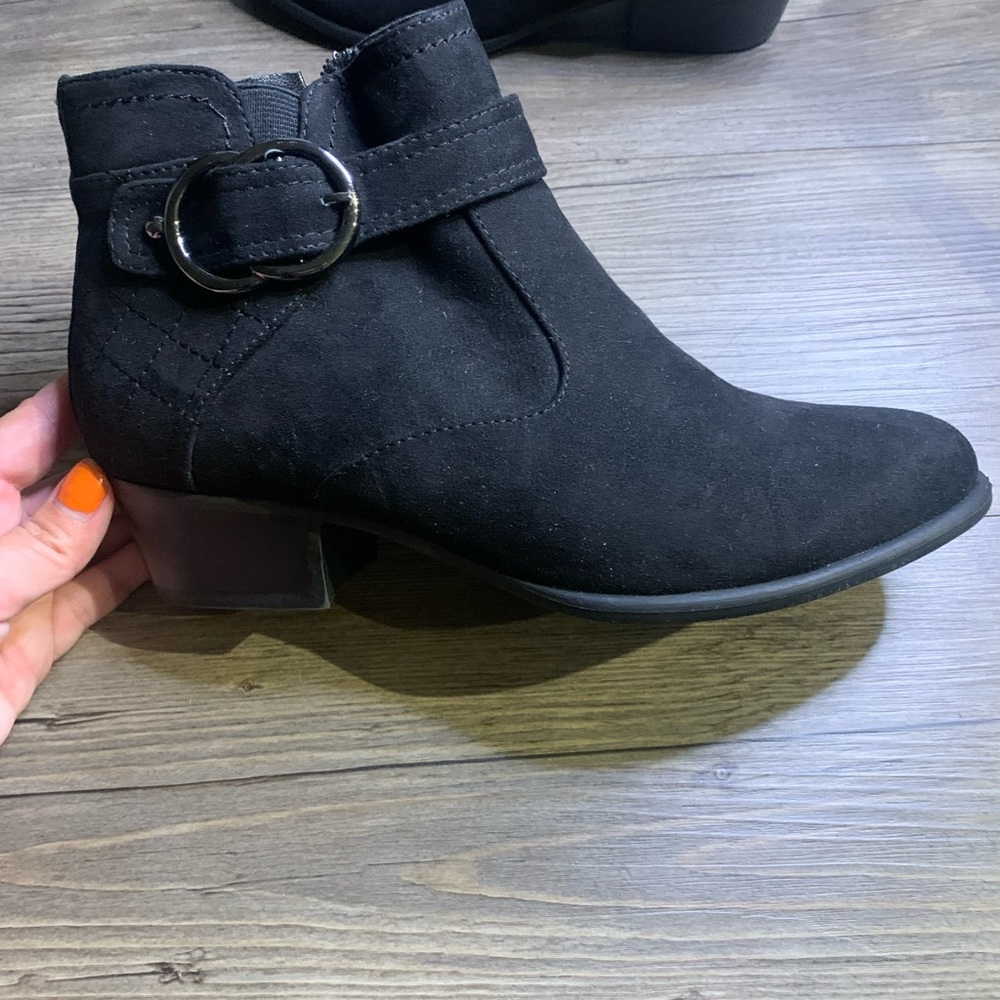 Suede black booties